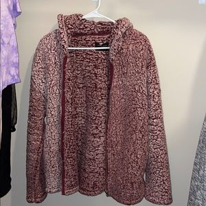 Fuzzy hooded zip up